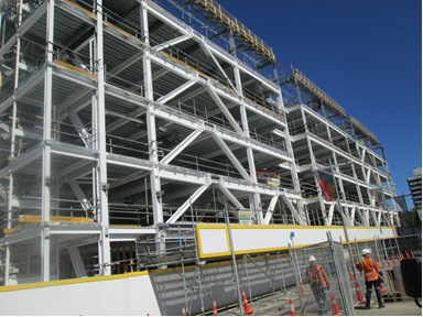 Completed multi-storey steel frame, Christchurch CBD